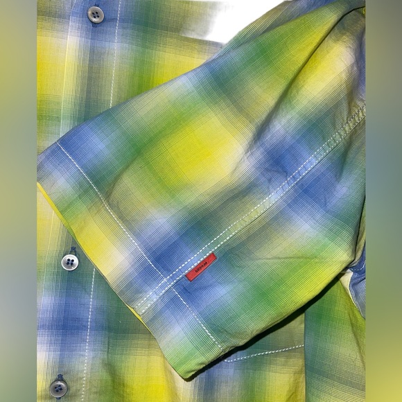 Signum European Relaxed Short Sleeve Collared Men’s Button Down Plaid Shirt - L - Picture 4 of 4